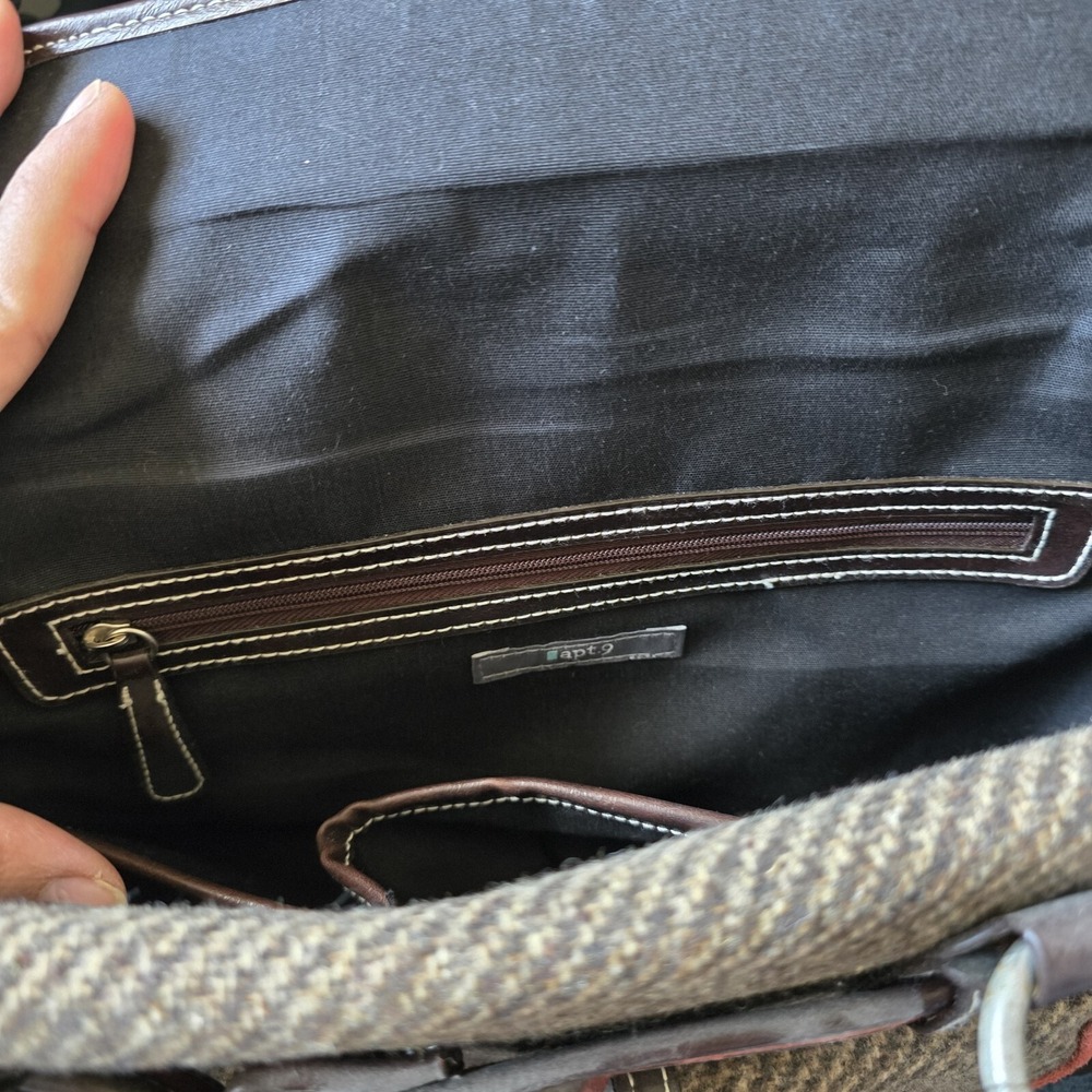 VTG Apt 9 Y2K Brown Red Canvas Hand Bag Silver Metal Hardware Manmade Trim‎ - Picture 8 of 16